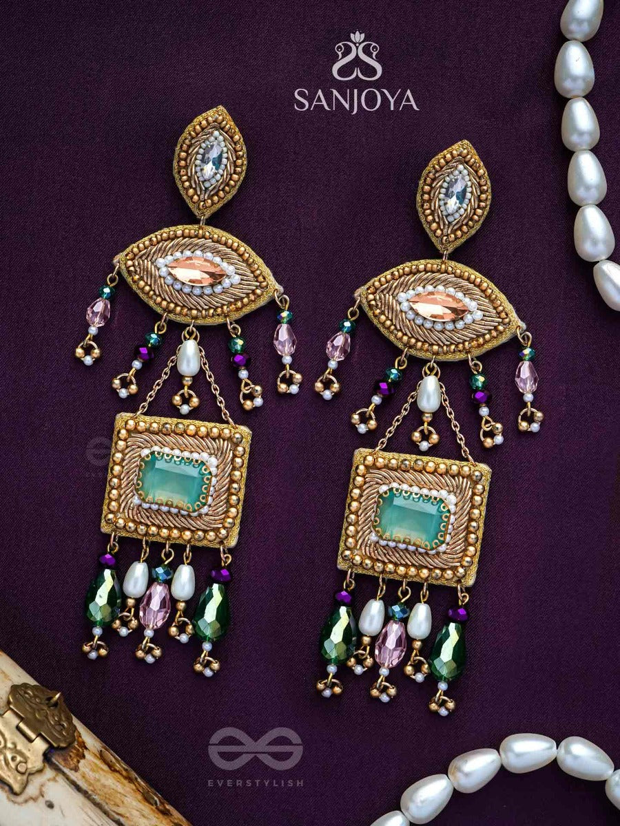 Akshan- The Divine Eye- Pearls And Stones Embroidered Earrings