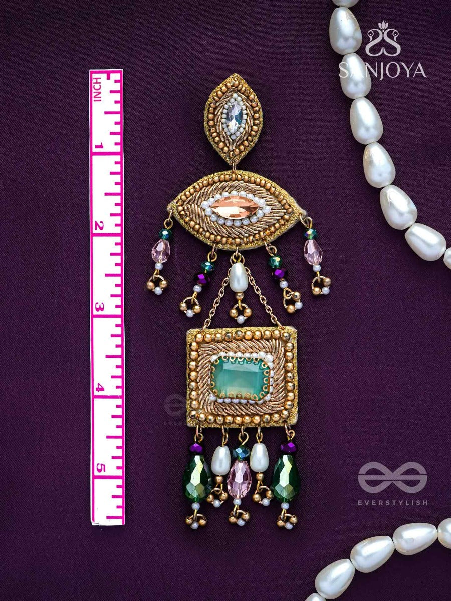 Akshan- The Divine Eye- Pearls And Stones Embroidered Earrings