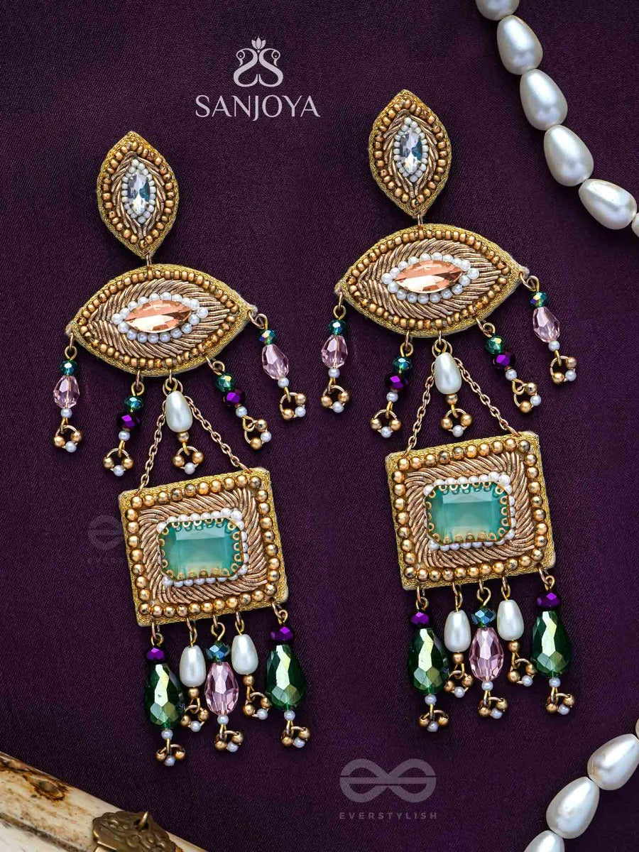 Akshan- The Divine Eye- Pearls And Stones Embroidered Earrings