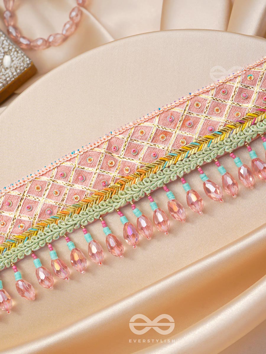 Maanikya- The Pink Wonder- Sequins And Beads Embroidered Choker Necklace