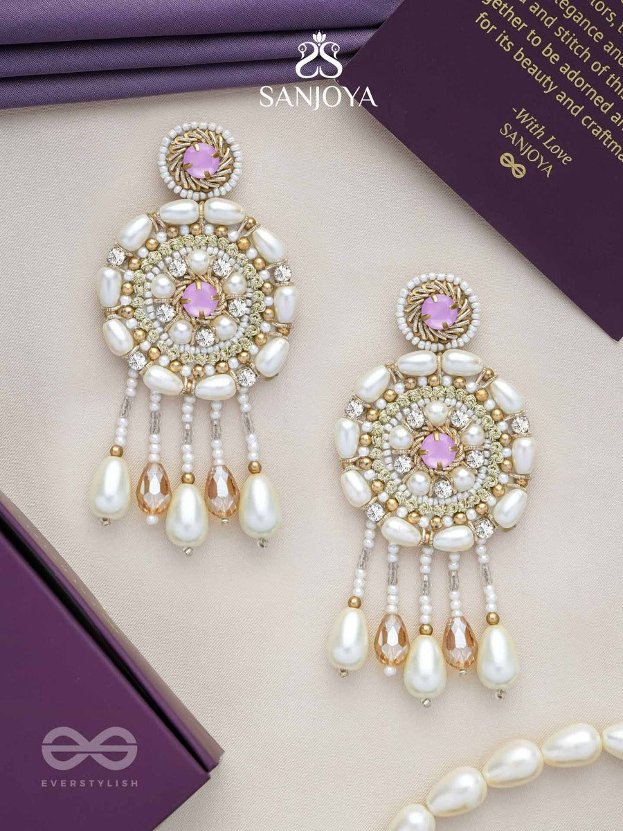 Valaaya- The Decorated Spheres- Pearl And Stone Embroidered Earrings