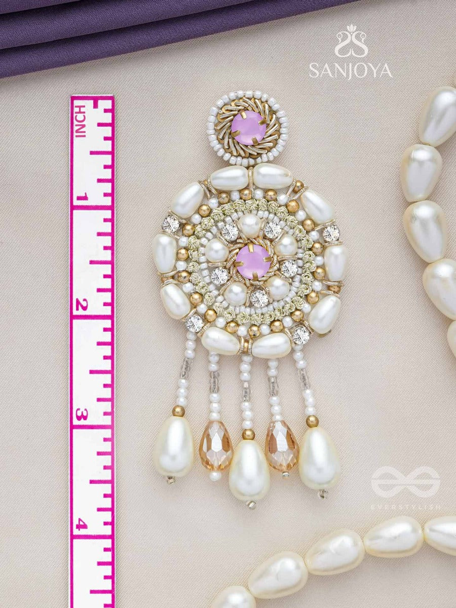 Valaaya- The Decorated Spheres- Pearl And Stone Embroidered Earrings