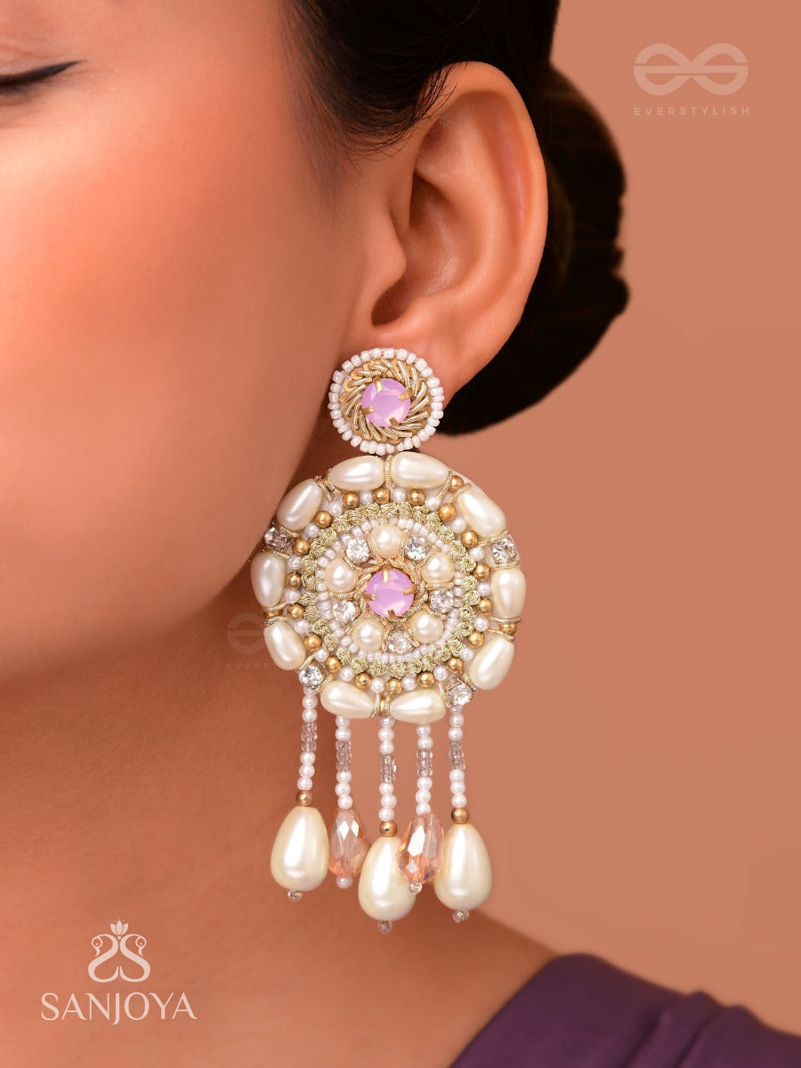 Valaaya- The Decorated Spheres- Pearl And Stone Embroidered Earrings