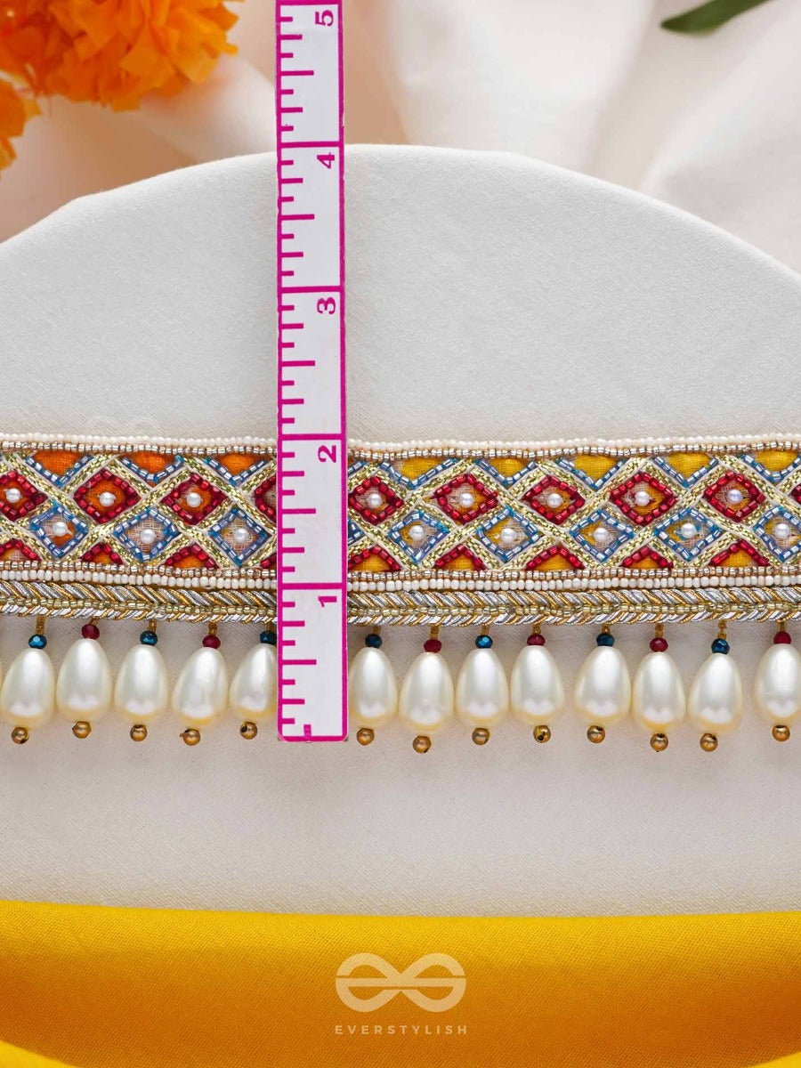 Syamika- The Magnificent Clouds- Pearls And Lace Embroidered Choker Necklace