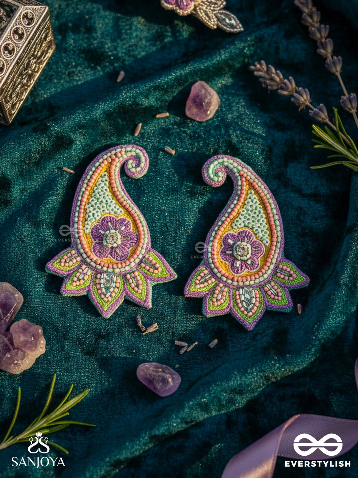 Vihaarin- The Charming- Resham And Sequins Embroidered Earrings