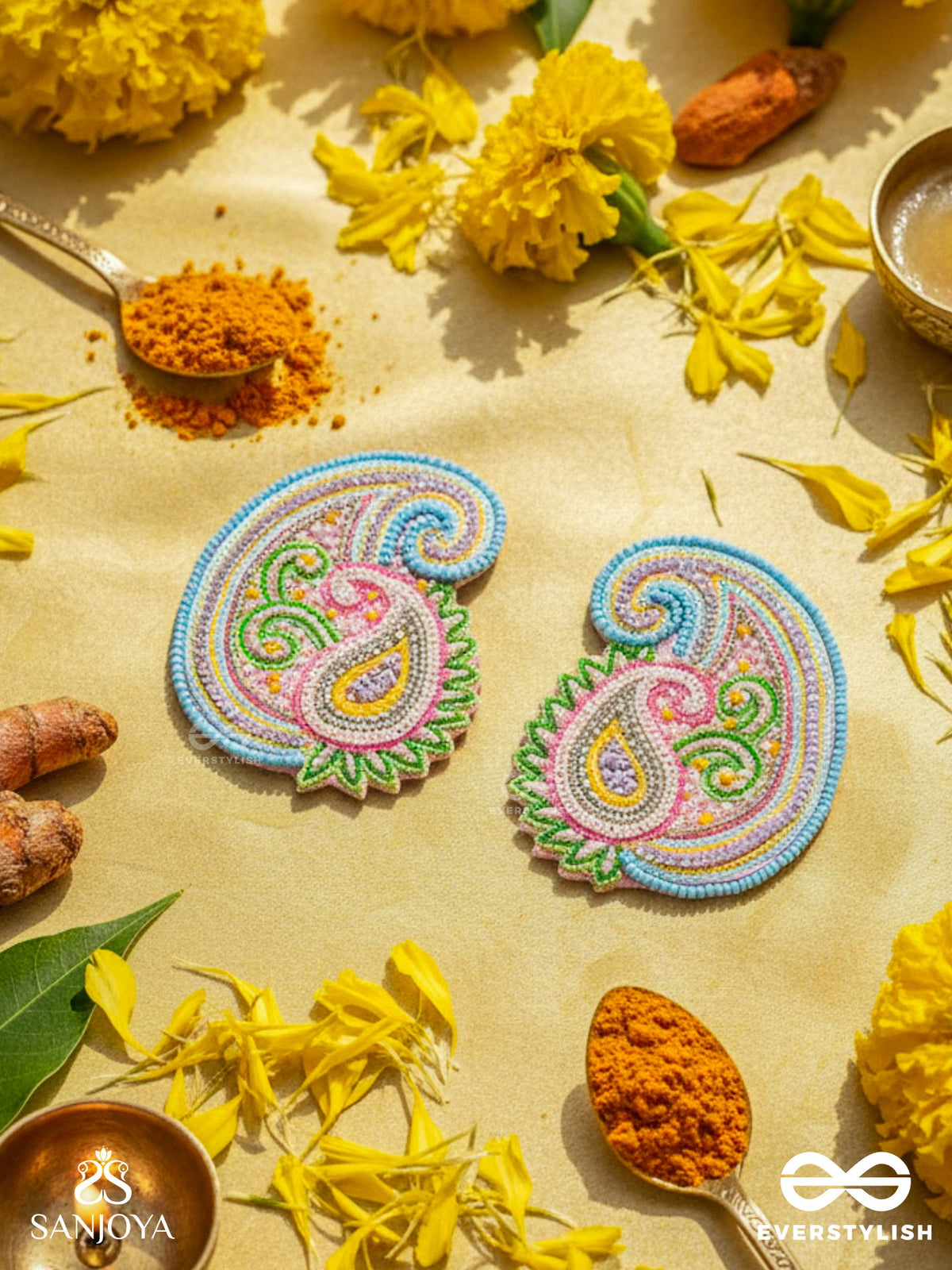 Dhavala- The Beautiful- Resham And Sequins Embroidered Earrings