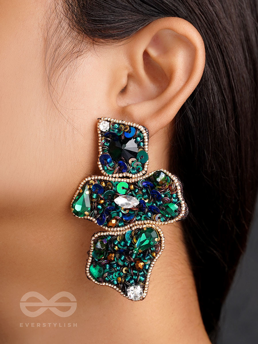 Dhvaanta- The Night Sky- Stone And Sequins Embroidered Earrings