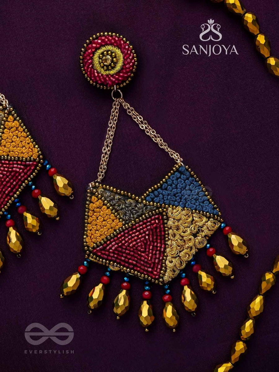 Dyuvan- The Colorful Paradise- Resham And Glass Beads Embroidered Earrings