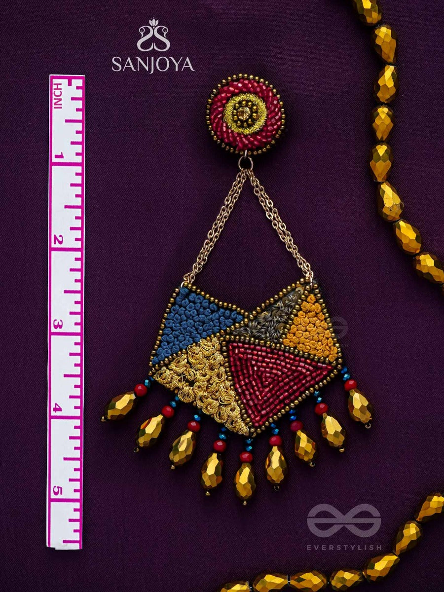 Dyuvan- The Colorful Paradise- Resham And Glass Beads Embroidered Earrings