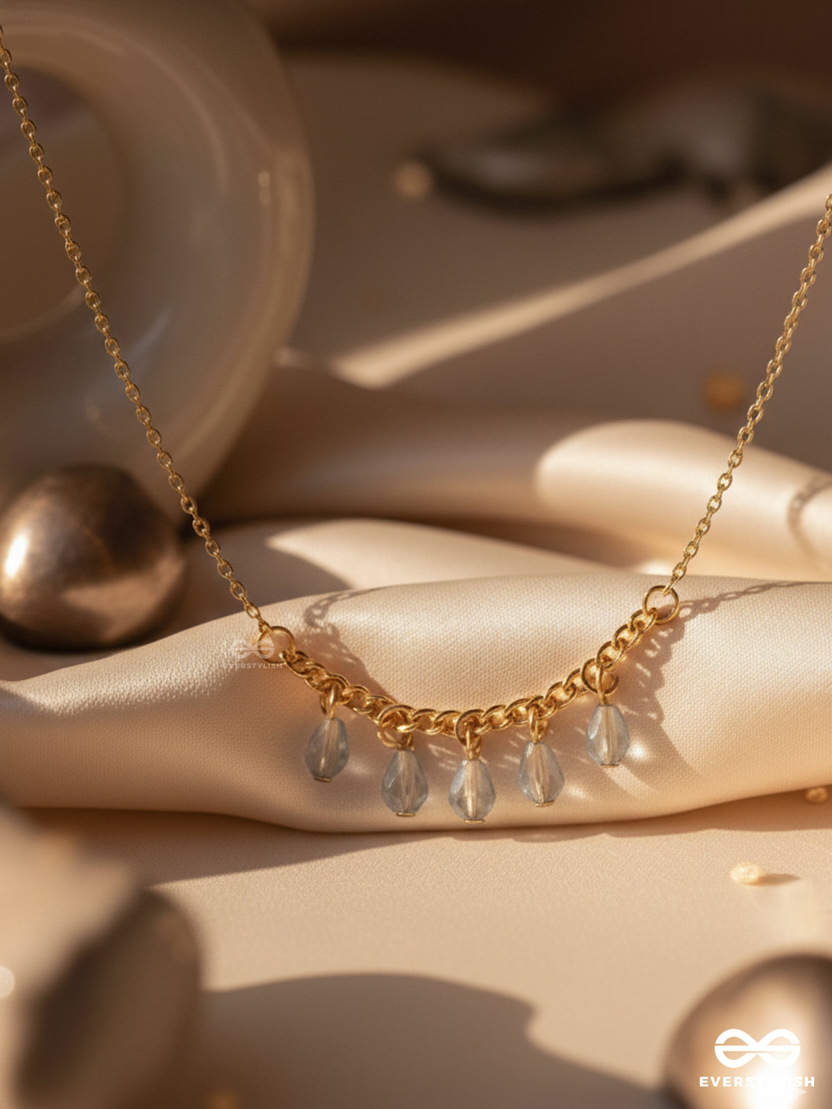 The Dripping Rain- Golden Embellished Necklace With Anti-Tarnish Coating