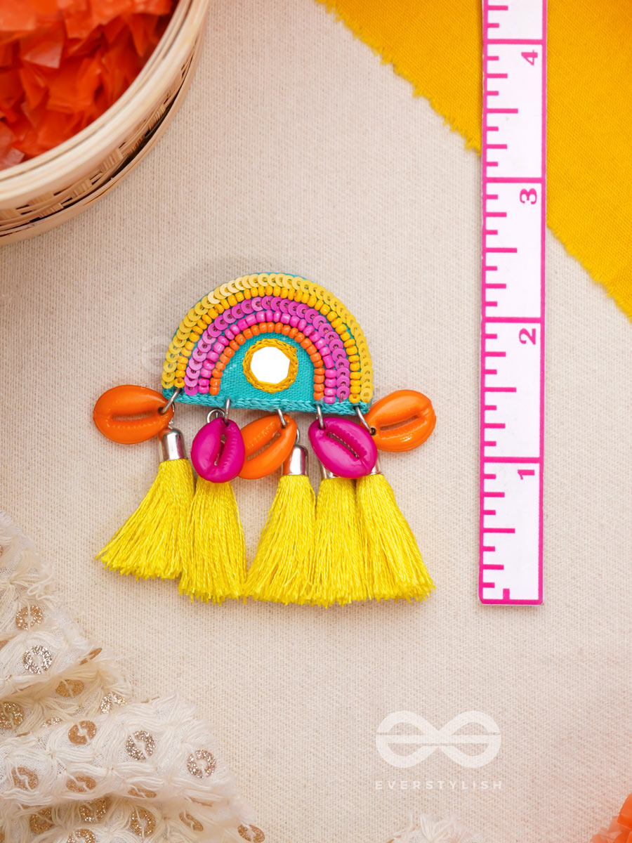 Inodaya- The Alluring Sunrise- Resham And Sequins Embroidered Earrings