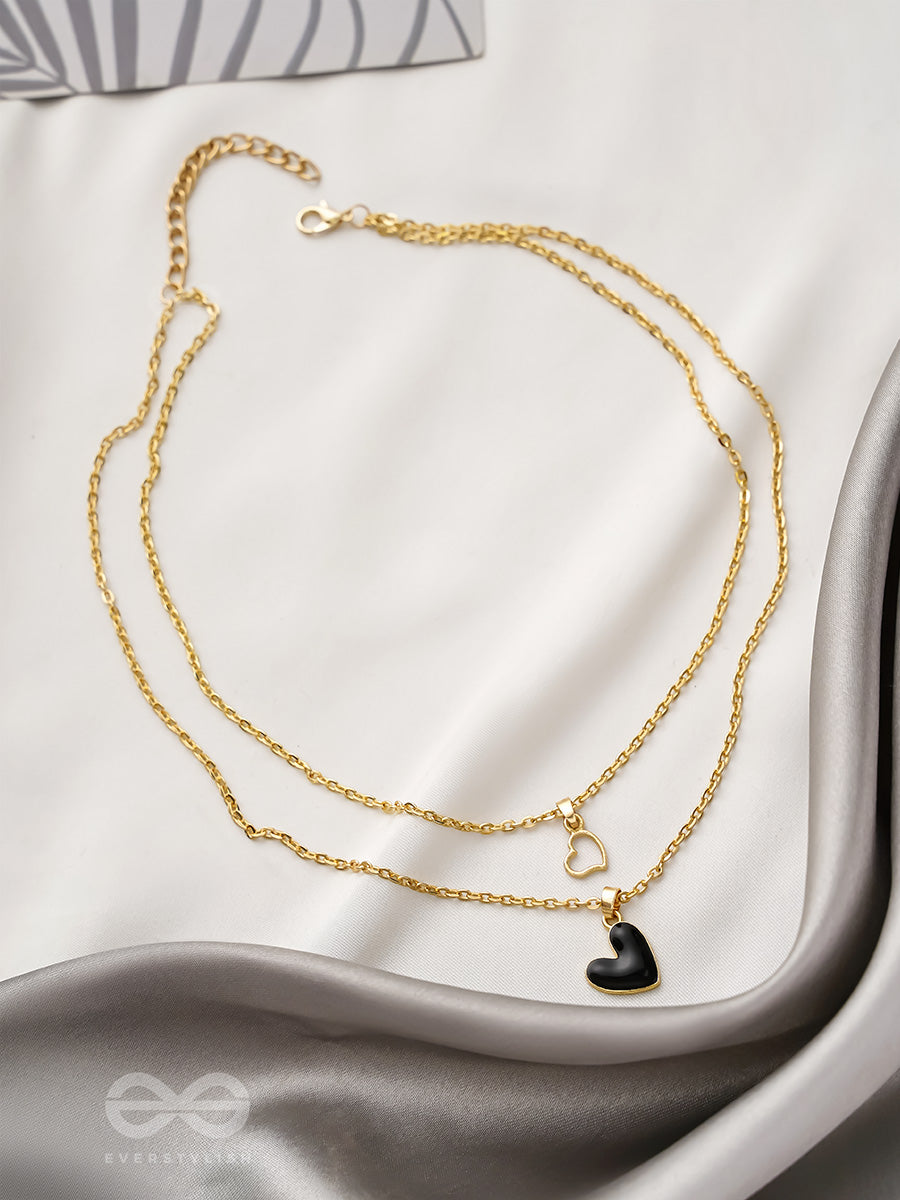 The Heart's Reflection- Golden Embellished Necklace With Anti-Tarnish Coating