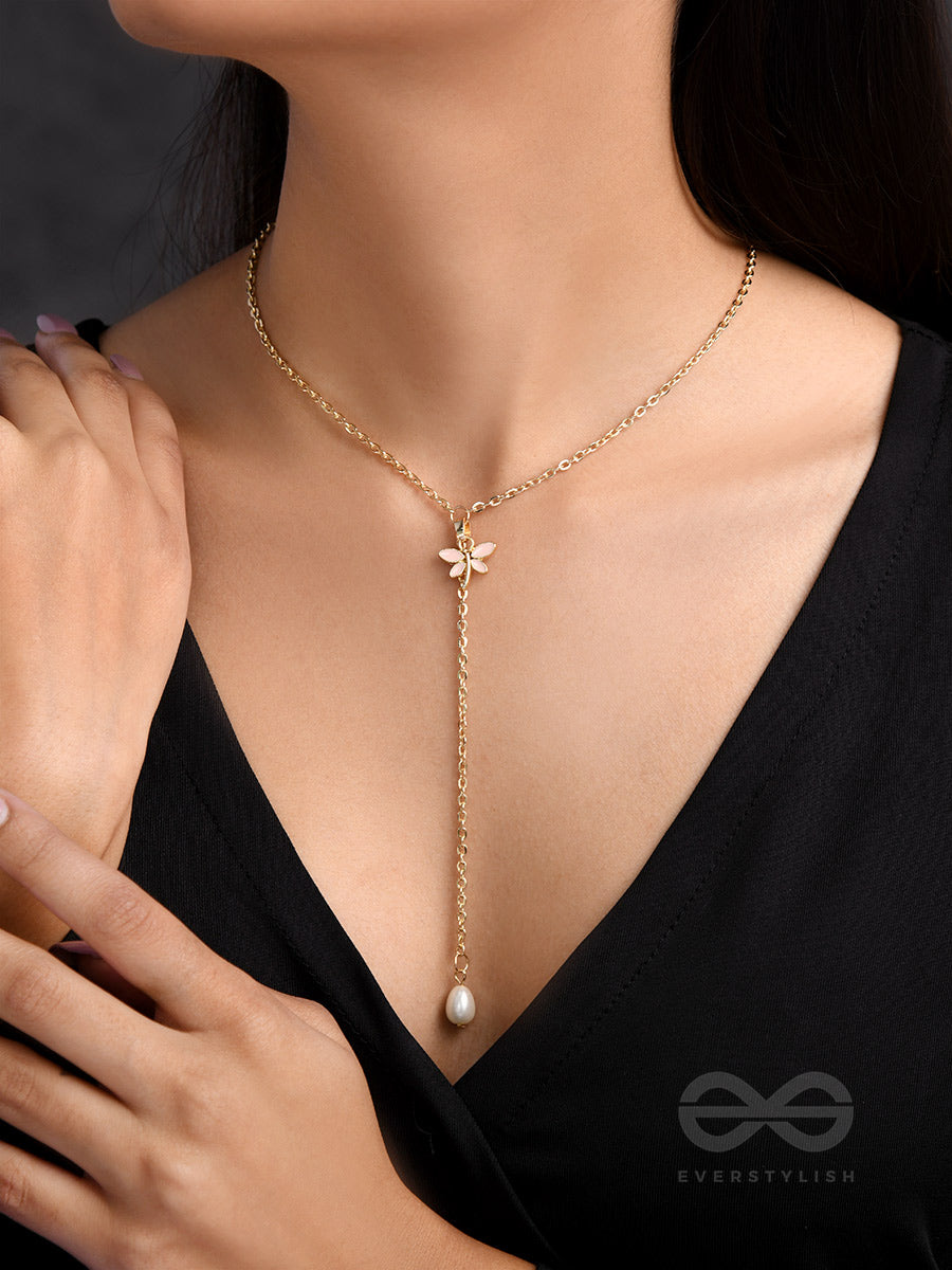 The Moth N Flame- Golden Embellished Necklace With Anti-Tarnish Coating