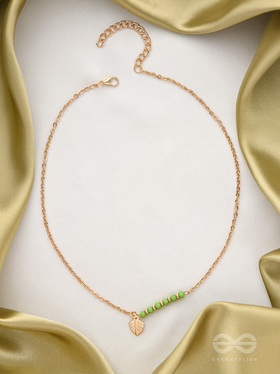 The Fig Leaf- Golden Embellished Necklace With Anti-Tarnish Coating