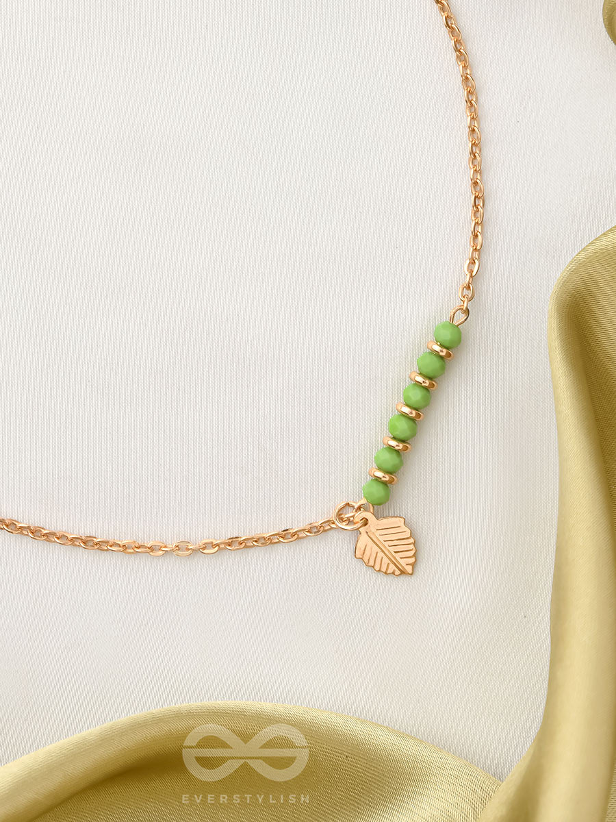 The Fig Leaf- Golden Embellished Necklace With Anti-Tarnish Coating