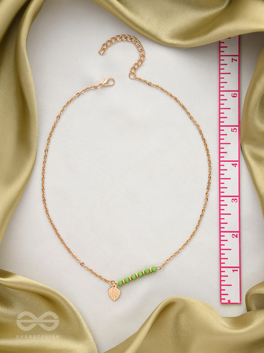 The Fig Leaf- Golden Embellished Necklace With Anti-Tarnish Coating