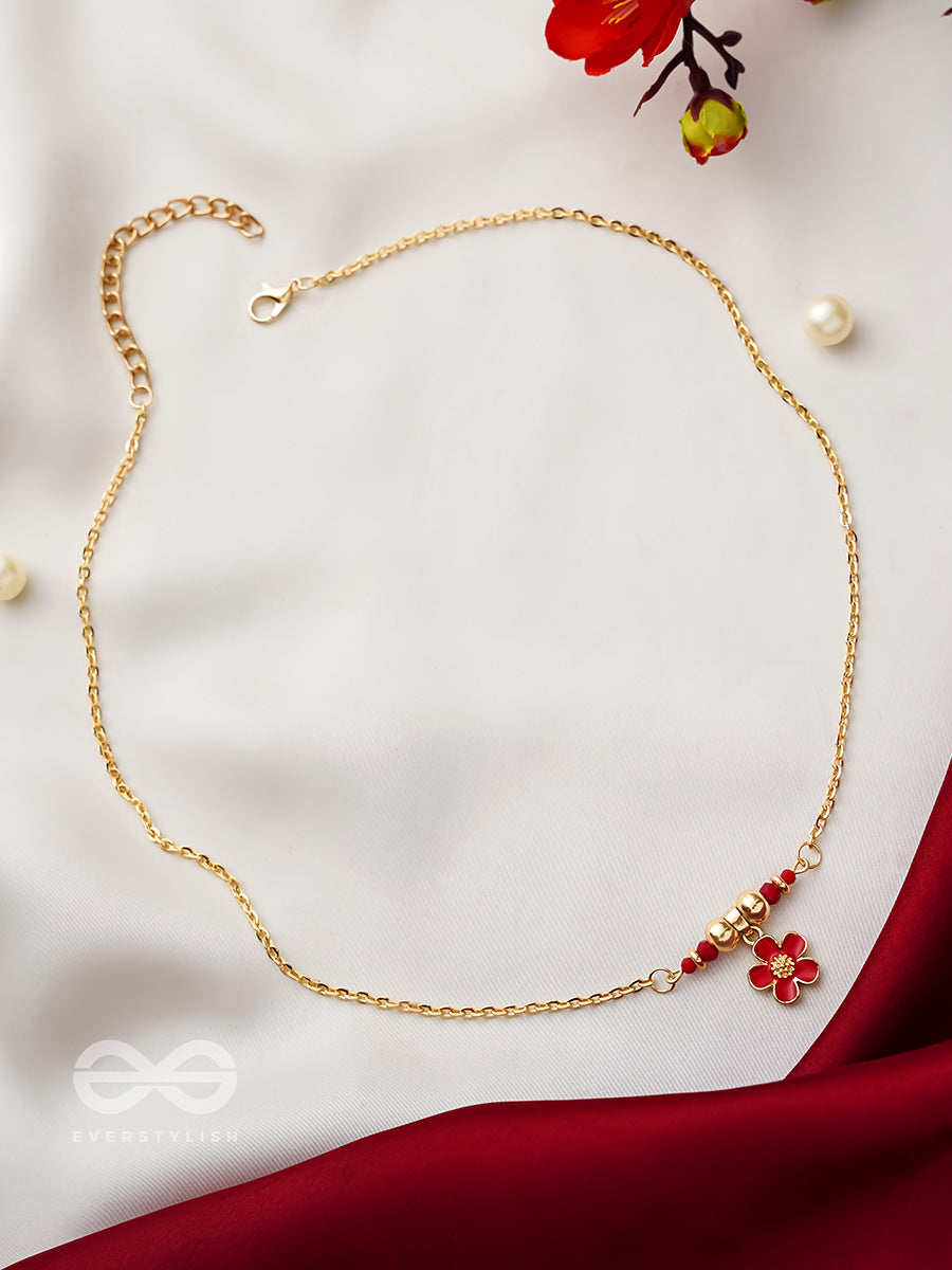 Rose N Thorns- Golden Embellished Necklace With Anti-Tarnish Coating