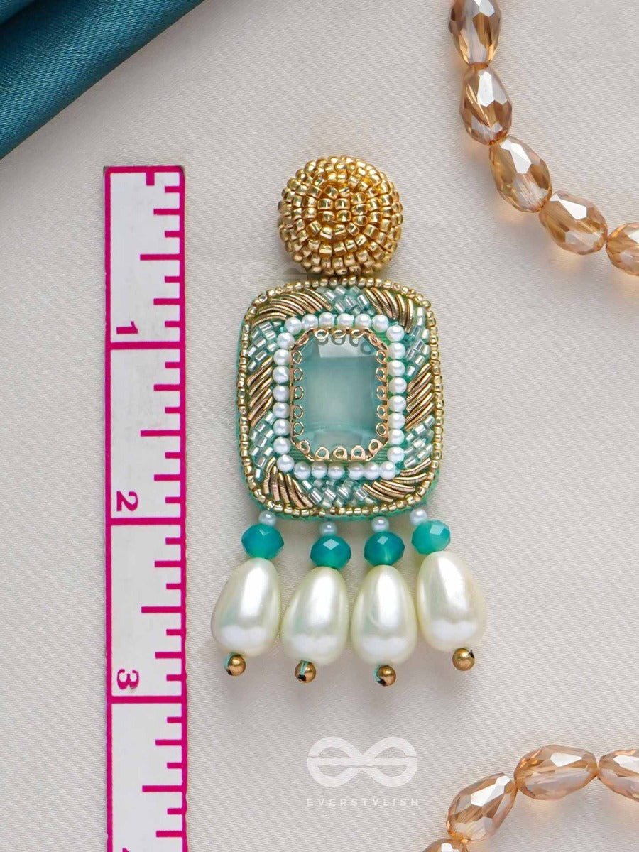 Mandara- The Lucent Mirror - Stones And Pearl Drops Embroidered Earrings
