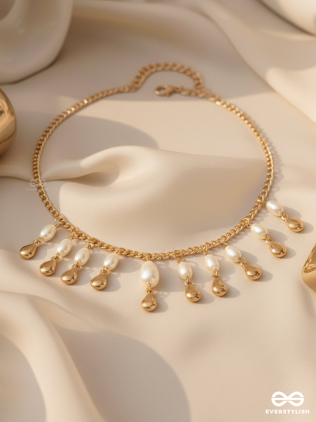 The Rainmaker- Golden Embellished Necklace With Anti-Tarnish Coating