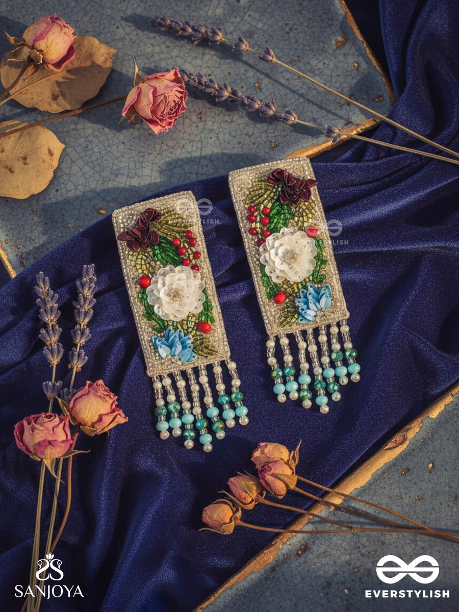 Devana- The Royal Garden- Sequins And Glass Beads Embroidered Earrings