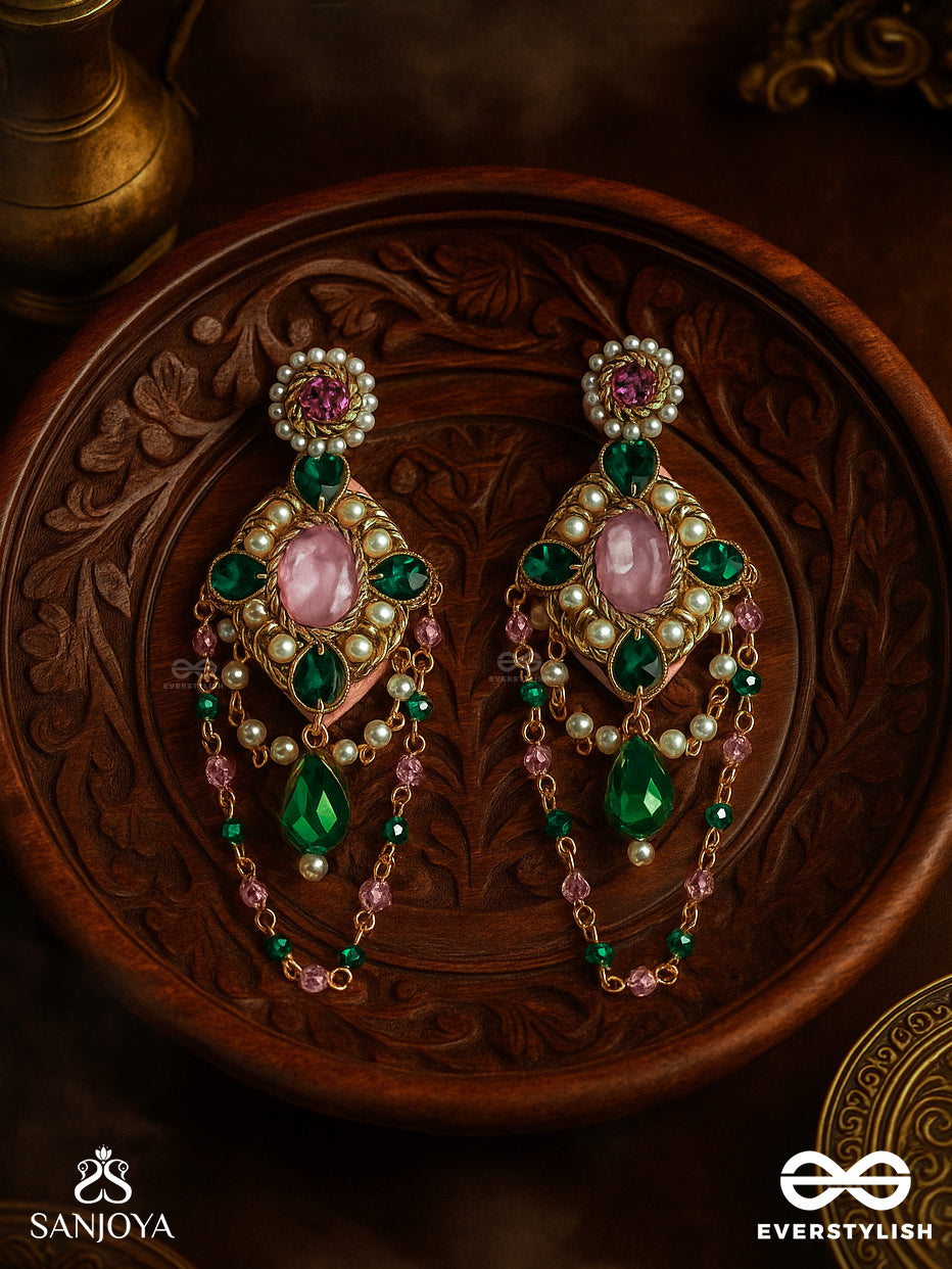 Samaalya- The Bejeweled Crown- Pearls And Stones Embroidered Earrings