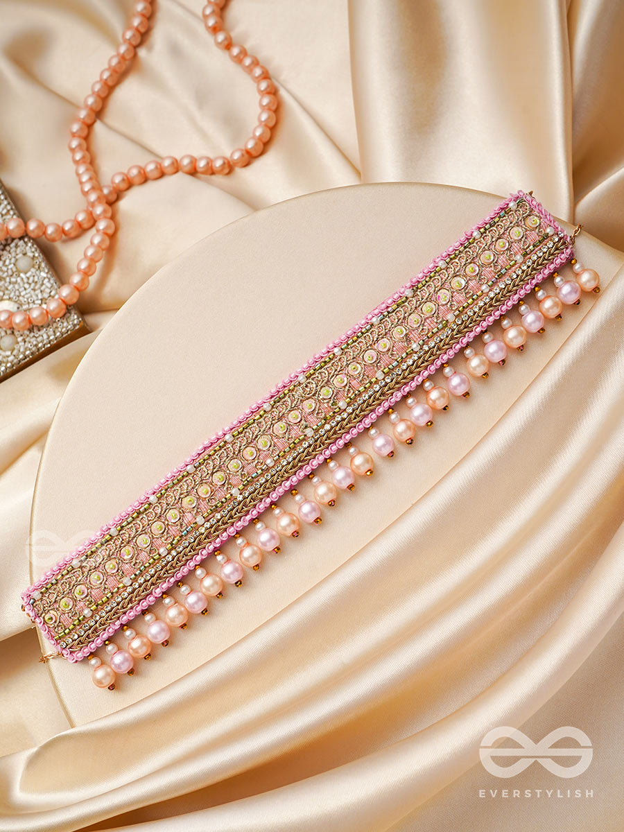 Architam- Beautifuly Decorated- Pearls, Lace And Sequins Embroidered Choker Necklace