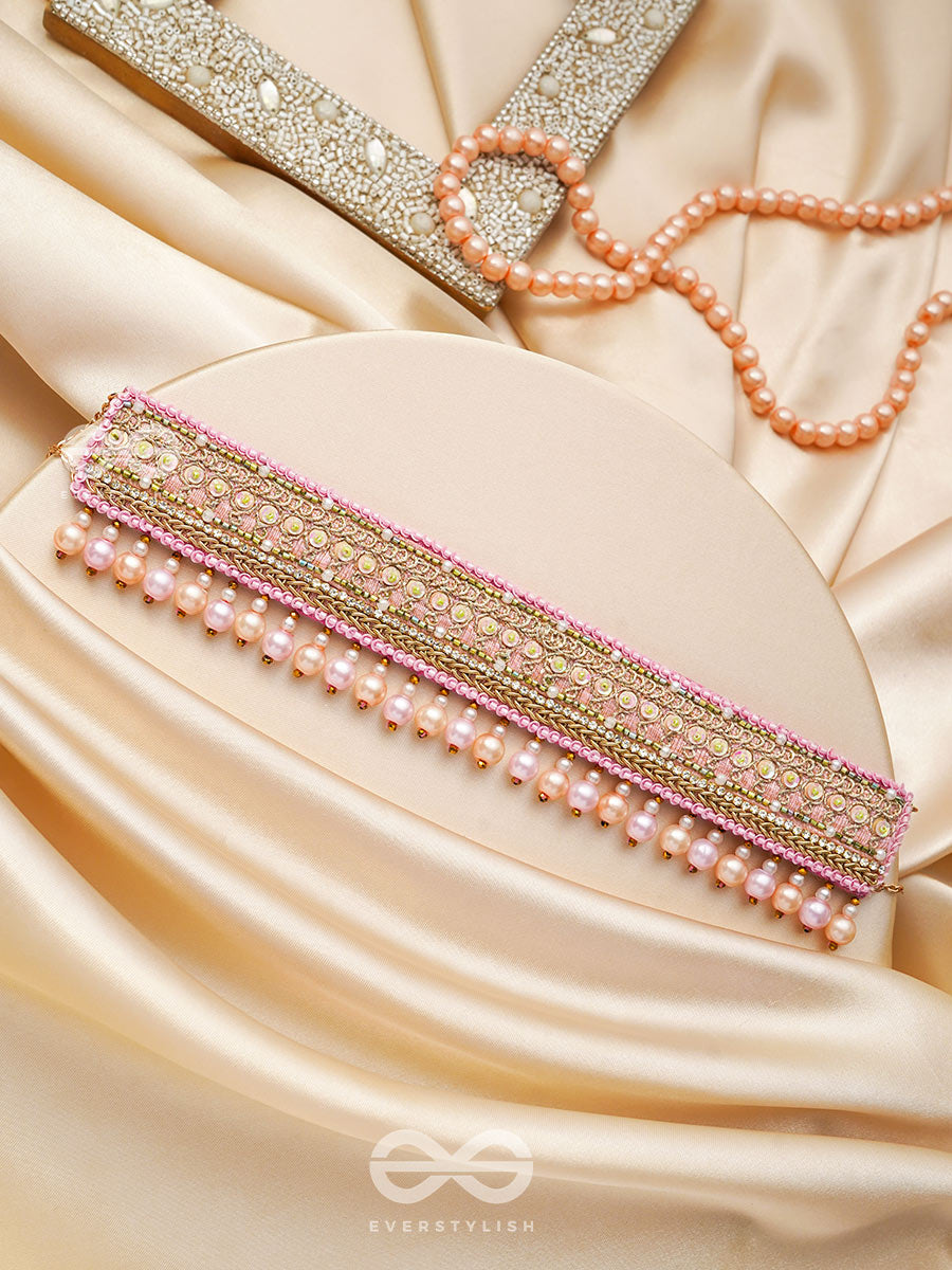 Architam- Beautifuly Decorated- Pearls, Lace And Sequins Embroidered Choker Necklace