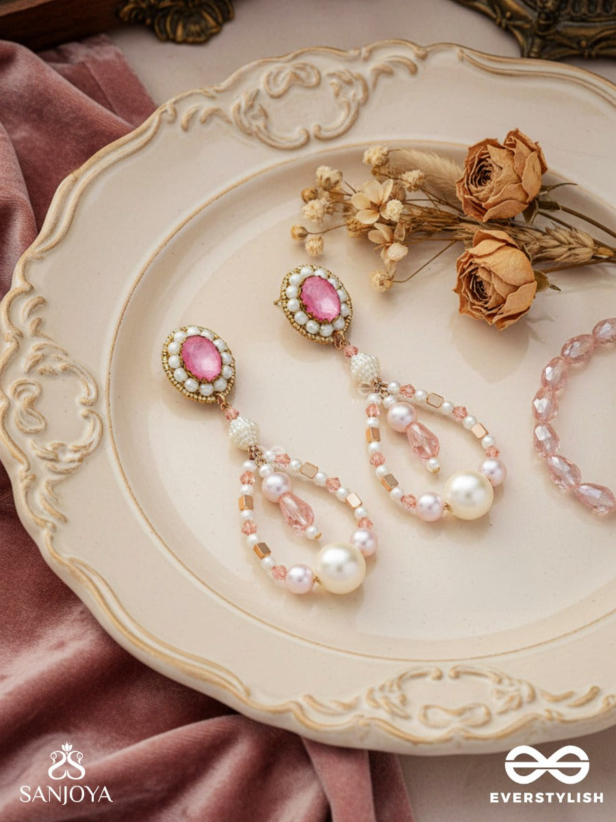 Drapsa- Drops Of Rain- Pearls And Stones Embroidered Earrings