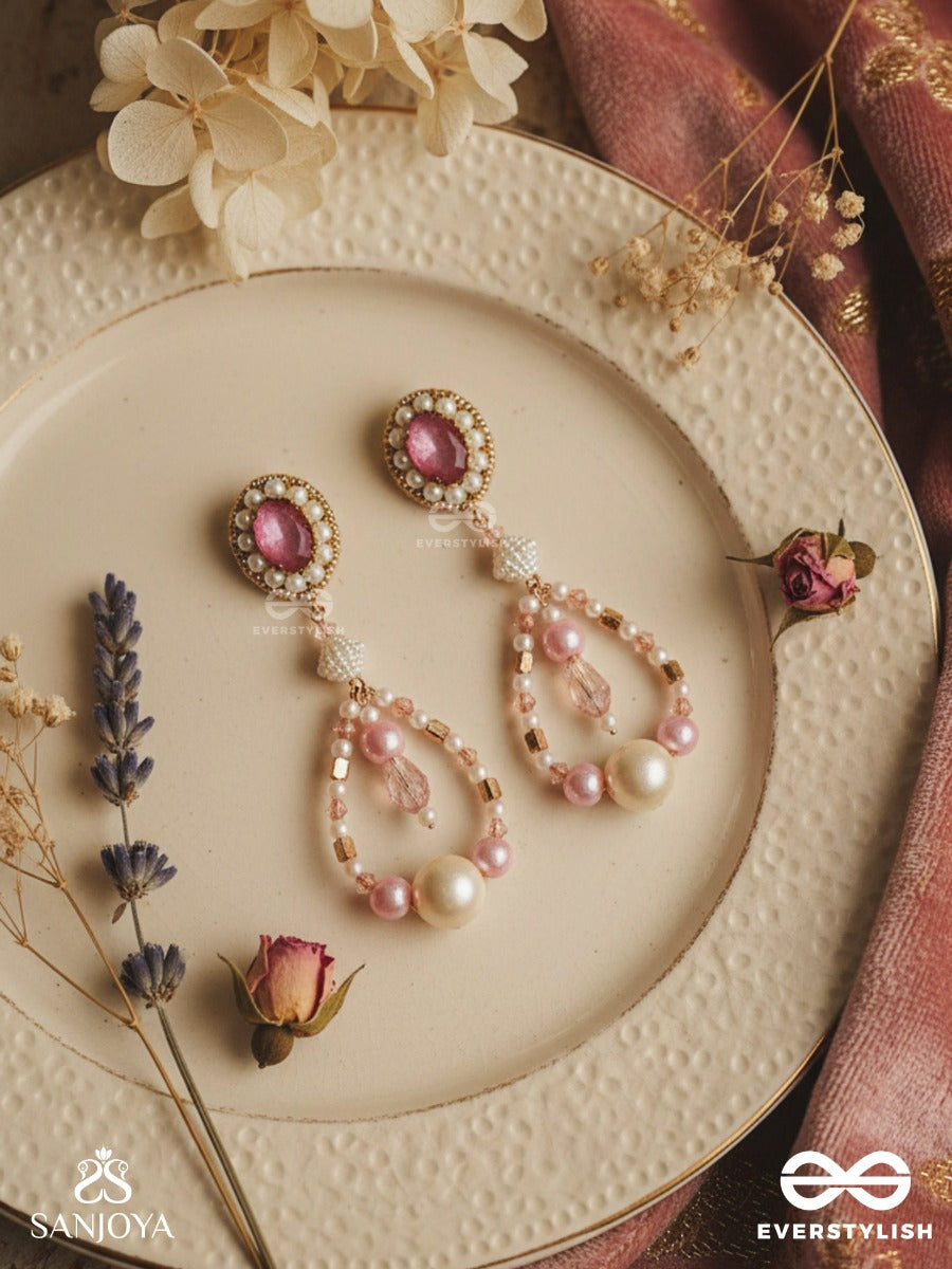 Drapsa- Drops Of Rain- Pearls And Stones Embroidered Earrings