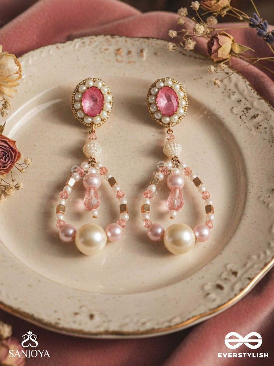 Drapsa- Drops Of Rain- Pearls And Stones Embroidered Earrings