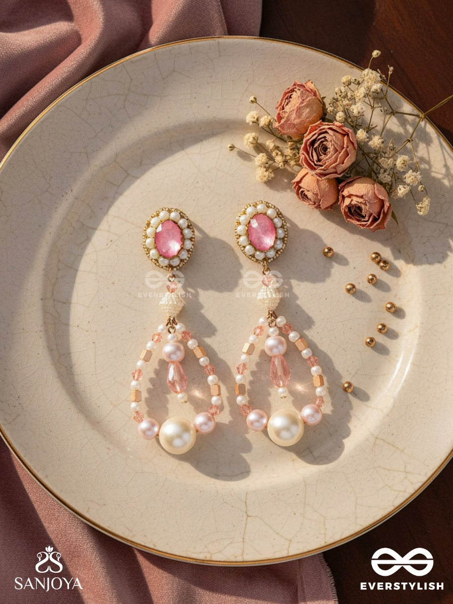 Drapsa- Drops Of Rain- Pearls And Stones Embroidered Earrings