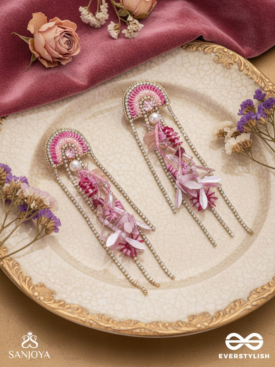 Saranyu-The Splendid Spring - Stones And Sequins Embroidered Statement Earrings