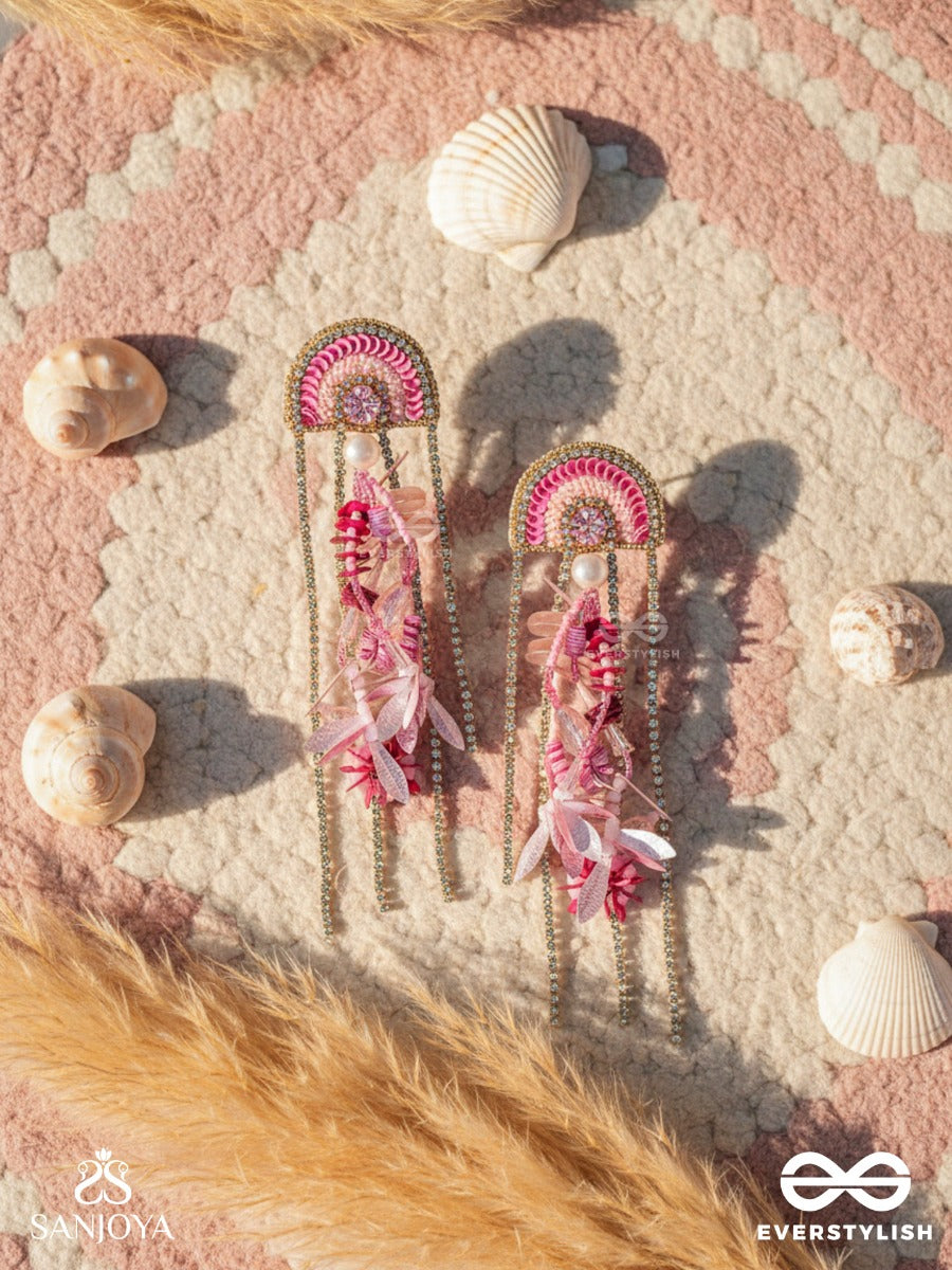 Saranyu-The Splendid Spring - Stones And Sequins Embroidered Statement Earrings