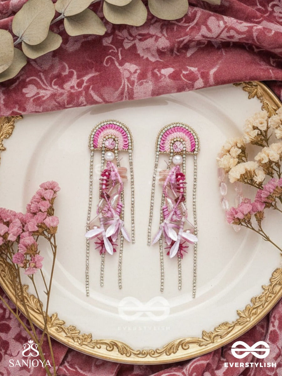 Saranyu-The Splendid Spring - Stones And Sequins Embroidered Statement Earrings