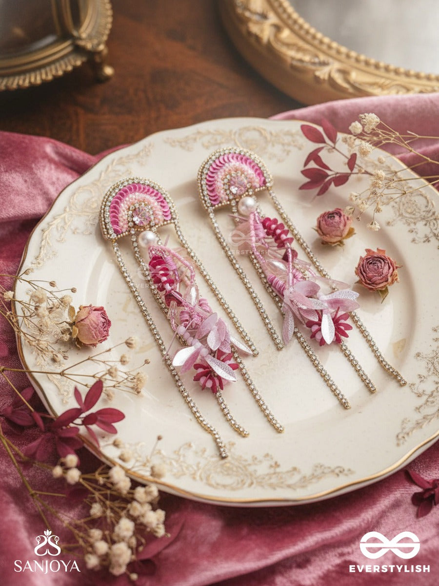 Saranyu-The Splendid Spring - Stones And Sequins Embroidered Statement Earrings