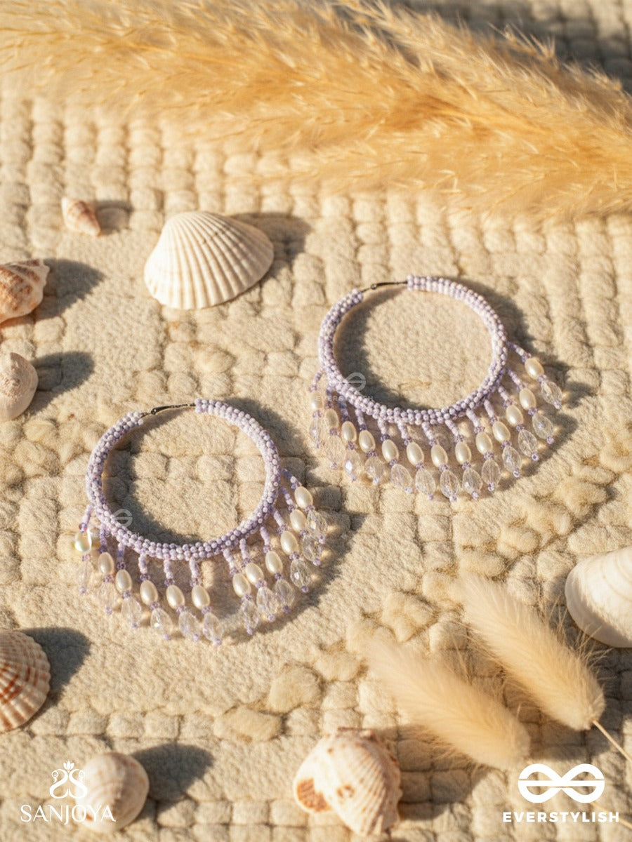 Paridhaav- The Circular Stream- Pearls And Glass Beads Embroidered Hoop Earrings