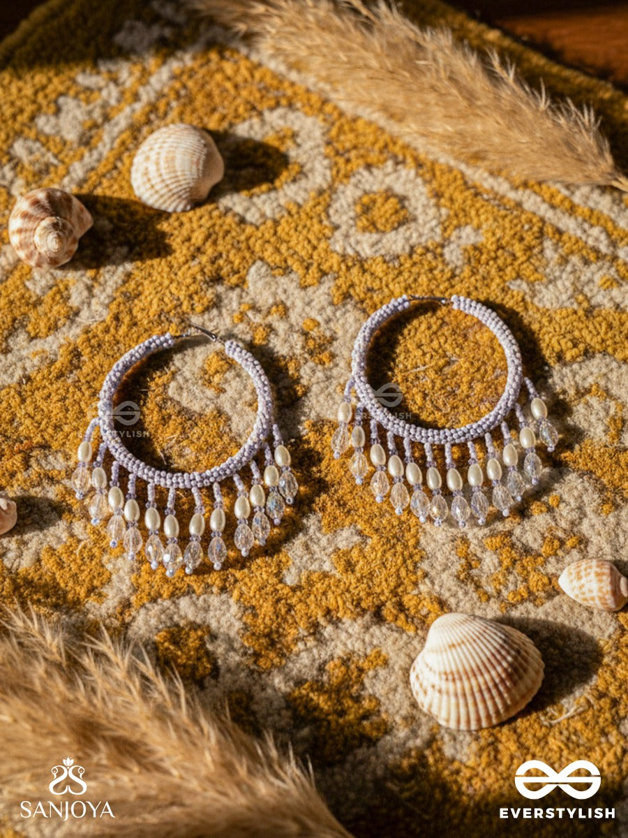 Paridhaav- The Circular Stream- Pearls And Glass Beads Embroidered Hoop Earrings