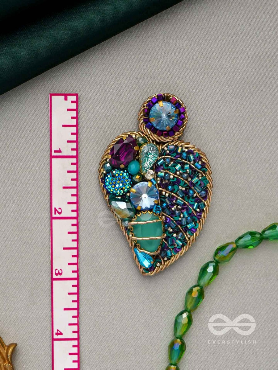 Samvartika- The Lotus Leaf- Stones, Sequins And Beads Embroidered Statement Earrings