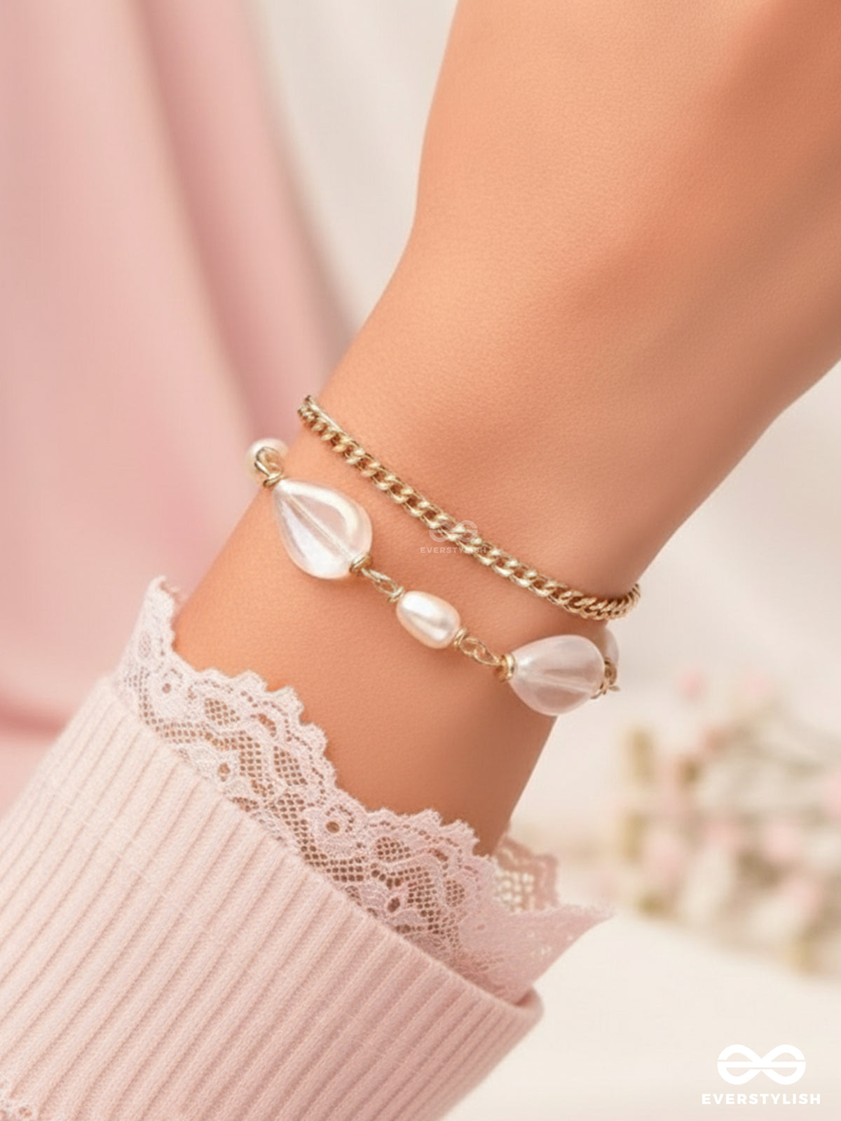 The Crystal Wave- Golden Embellished Bracelet