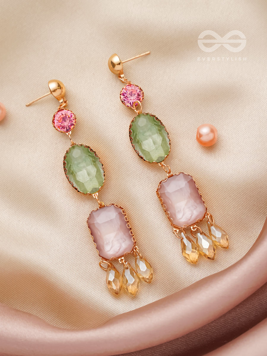 Thrice The Charm- Golden Embellished Earrings