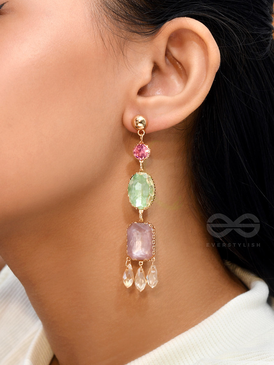 Thrice The Charm- Golden Embellished Earrings