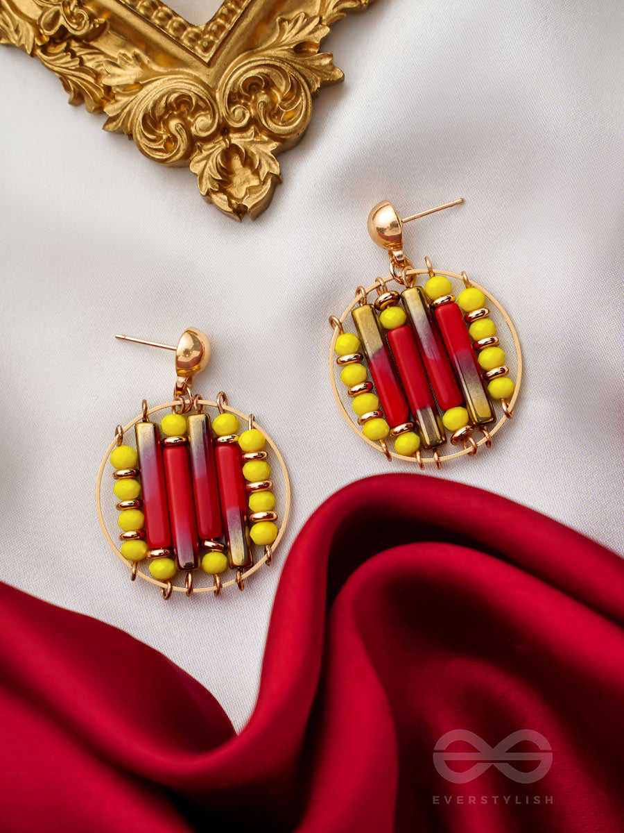 The Burning Ember- Golden Embellished Earrings