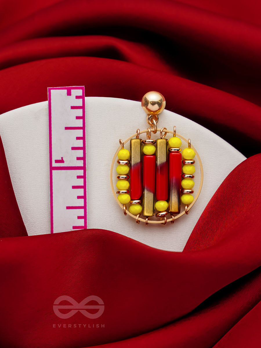 The Burning Ember- Golden Embellished Earrings