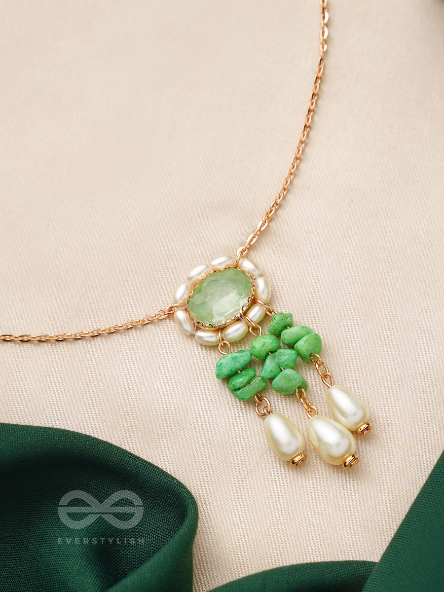 The Olive Garden- Golden Embellished Necklace With Anti-Tarnish Coating