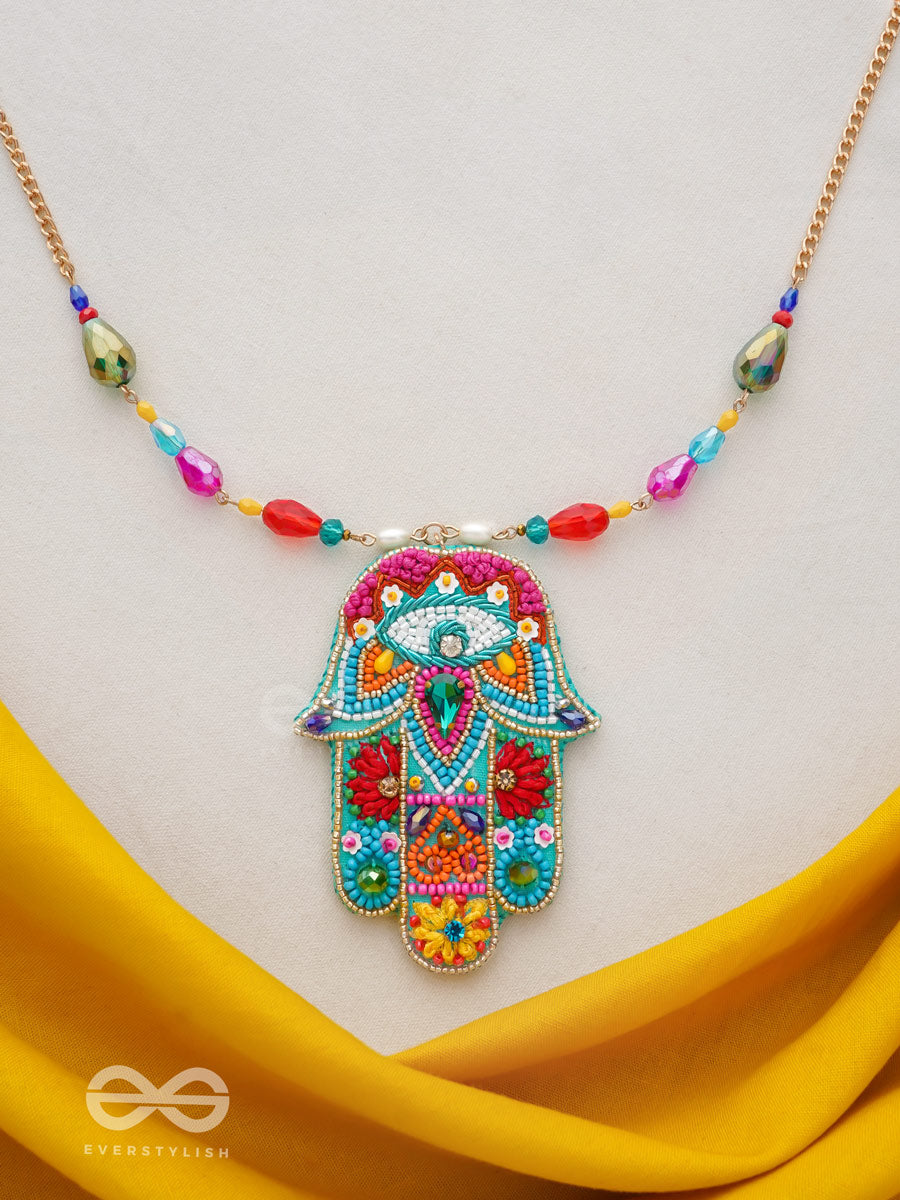 Hiranyapani- The Glorious Hand- Stones, Sequins And Resham Embroidered Necklace