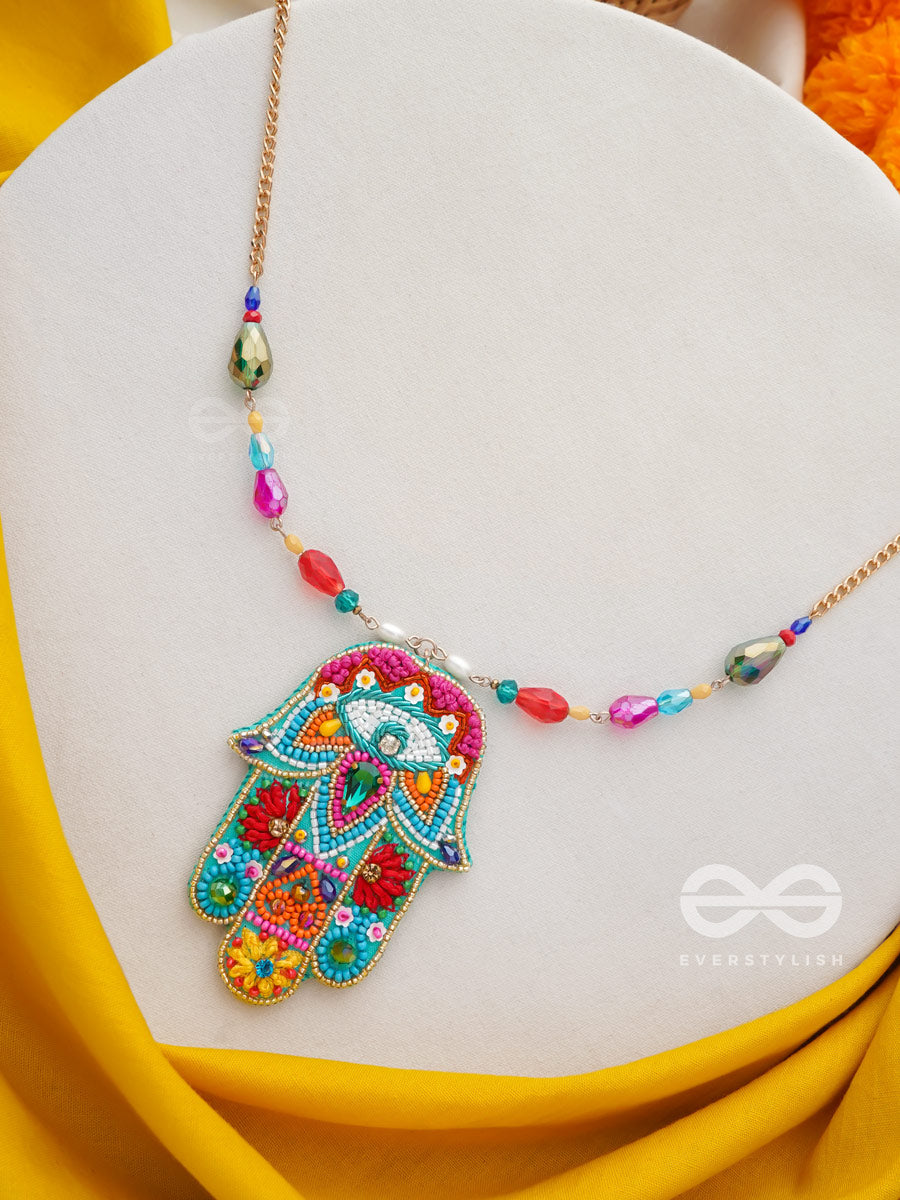 Hiranyapani- The Glorious Hand- Stones, Sequins And Resham Embroidered Necklace
