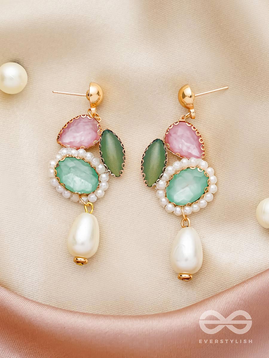 Rose N Petals- Golden Embellished Earrings