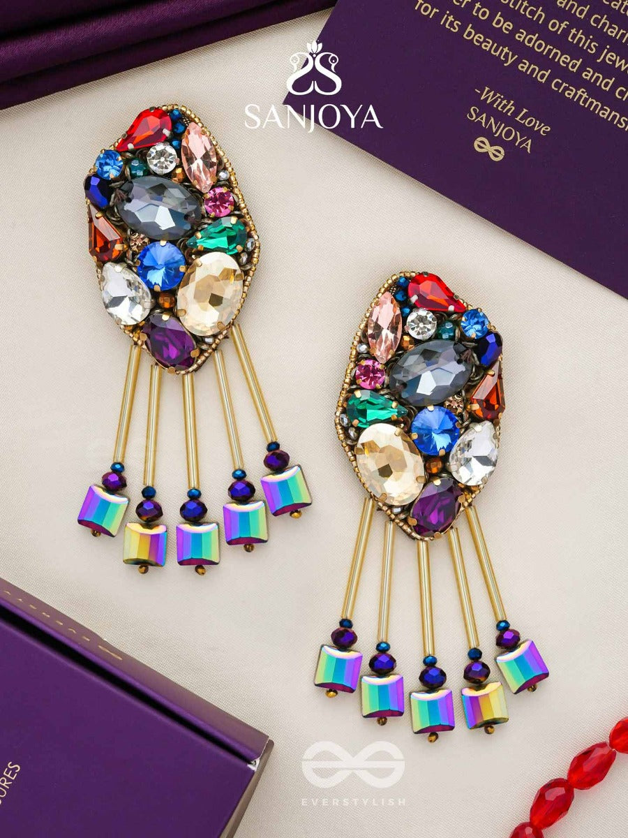 Akshipta - The Beach Treasures - Stones And Beads Hand Embroidered Earrings