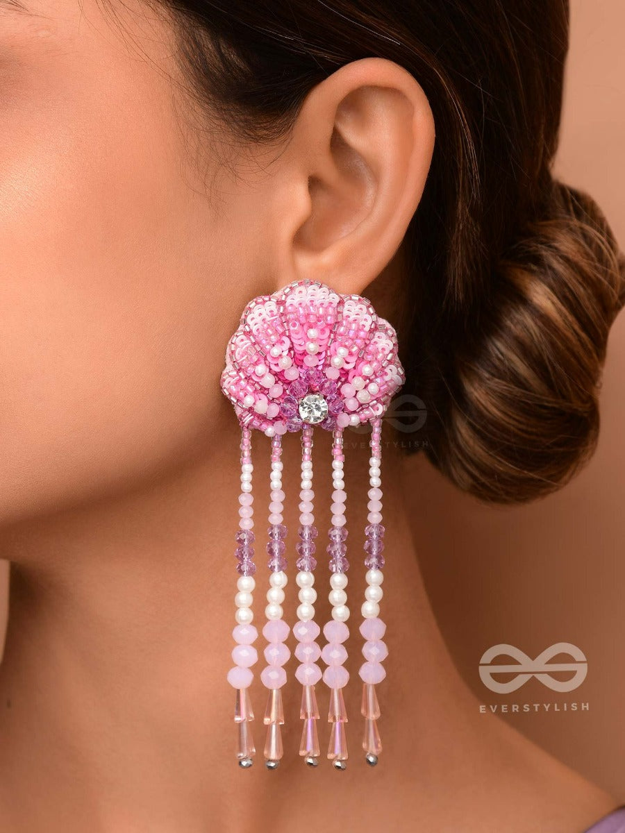 Srautika- The Pearl Shell - Pearls, Stones And Sequins Embroidered Earrings