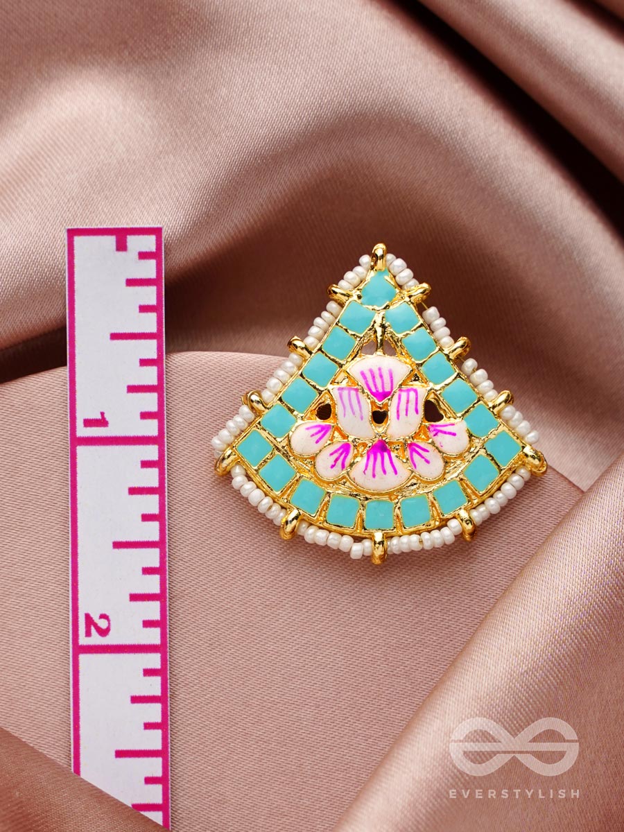The Lotus Temple- Enamelled Statement Stud Earrings(Arctic Blue)